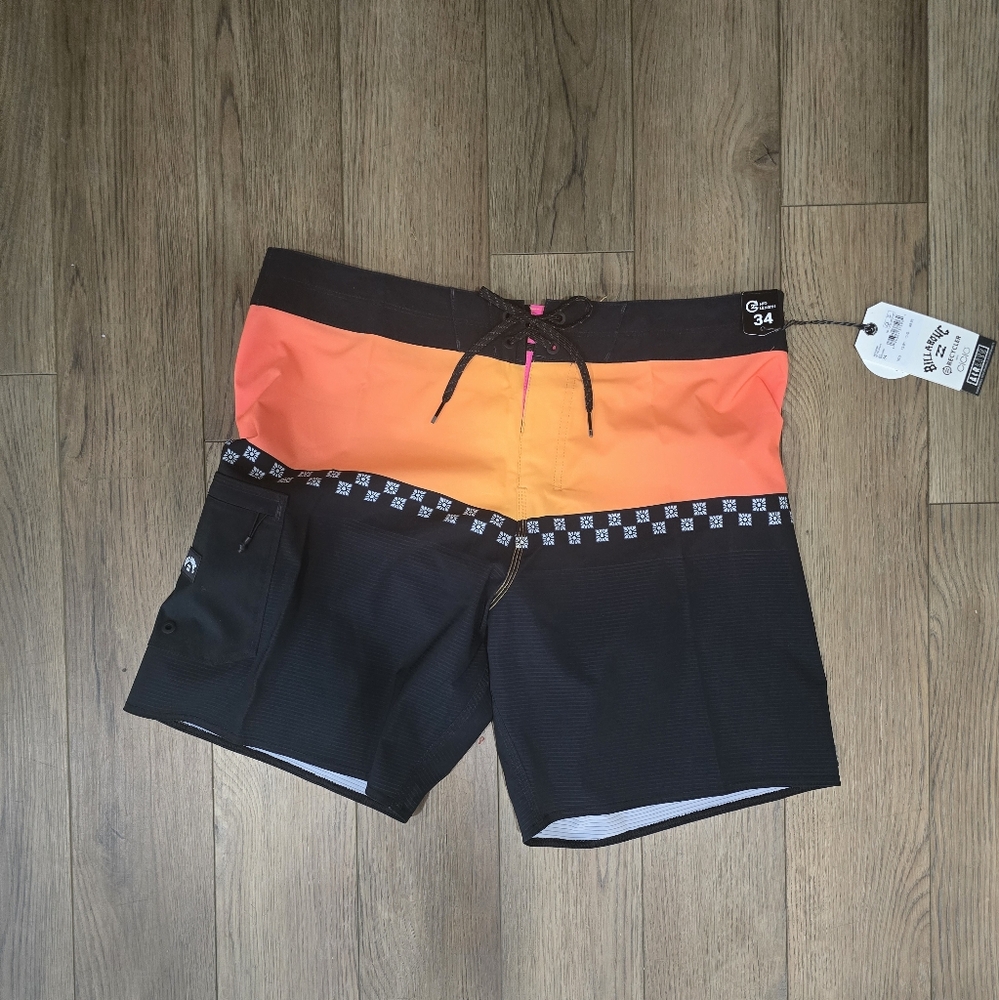 Billabong Vibrant Orange and Black Swim Shorts